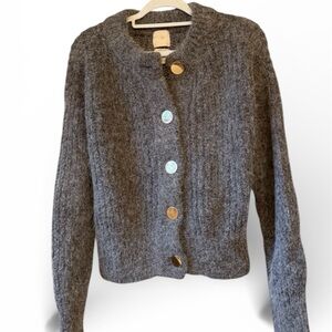 H&M Gray Alpaca Blend Sweater with Gold Buttons